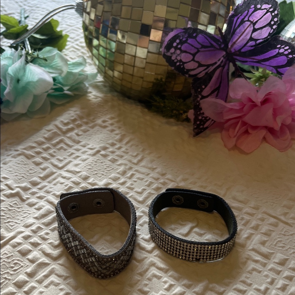 Rhinestone Leather Strap Bracelets